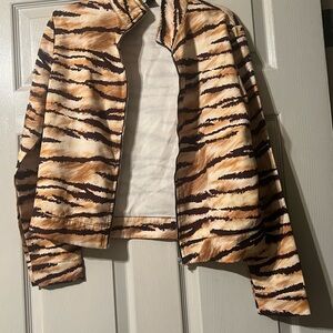 SHEIN Tiger Print Jacket - Brown and Tan